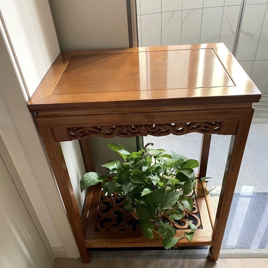 中式仿古实木多层花架