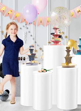 透圆明亚克婚力庆甜品摆台圆立柱高形档展示台白色柱拆装ARP式装