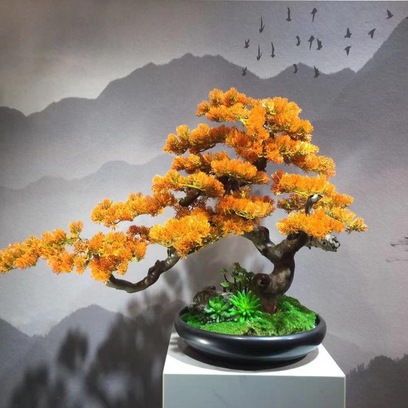 仿真绿植迎客松酒店客厅造景工程A01植景物盆装饰摆大仿型真件树
