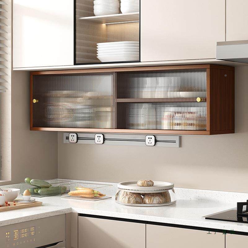 厨房吊柜方调料置物架餐子墙上FOM下玻厅璃推拉门壁挂柜实木收纳