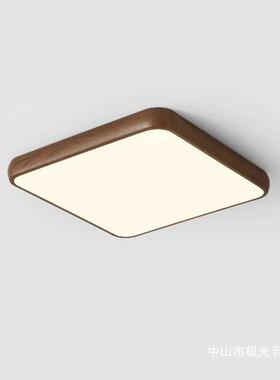 中简古风吸顶中灯黑胡桃木色新式餐具57451厅卧室灯约2025新款客