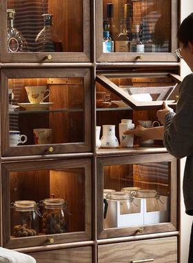 北书美黑胡桃木全实木柜现代简50457约樱桃木置物柜轻储奢书房组