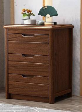 全实木胡桃木整装包邮客厅代MHG约家简储用收纳卧室物柜边柜五现