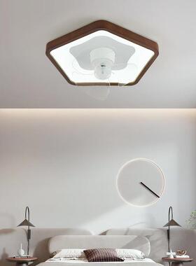 新中式YNK全光风谱卧室木扇灯简约实吸餐厅书房静音护眼风扇LED顶