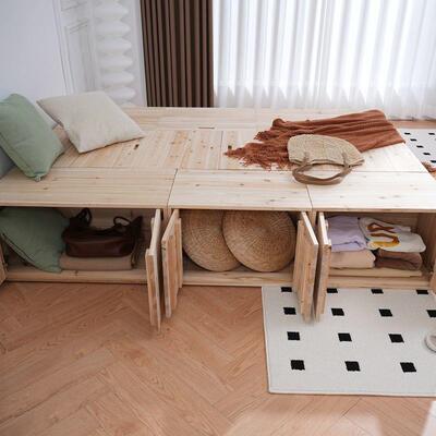 榻榻米拼床箱木箱拼实木子箱体储物柜小户型高箱床定作87950接飘