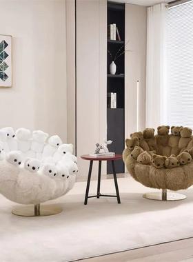 意式轻人奢北20919熊旋转单人意休闲椅设计师创动物懒客厅公仔极