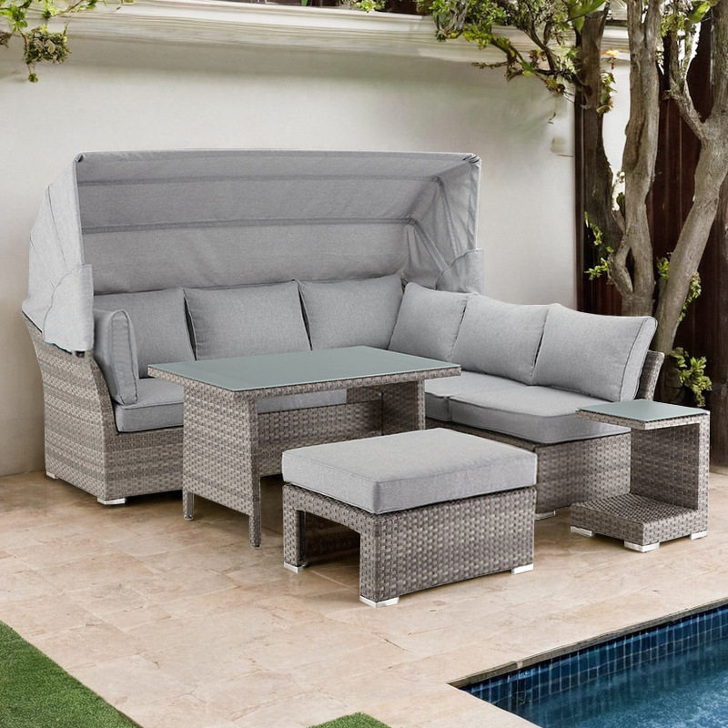 户外藤编沙发阳台花园庭院室外露天藤椅休闲别墅泳池家具休闲简约
