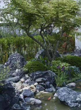 产地直供MDZ山石原林石日水式枯黑山景观石驳岸假山鱼池园造景黑