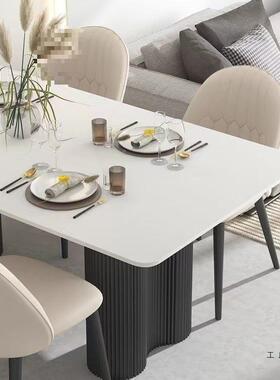 简岩板长方形桌组合小户型现代餐极简63225约轻奢网红餐桌家用通