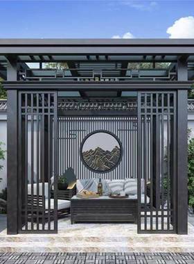 新廊中凉铝合金仿古平37824顶凉亭户外长别墅花园式庭院遮阳景观