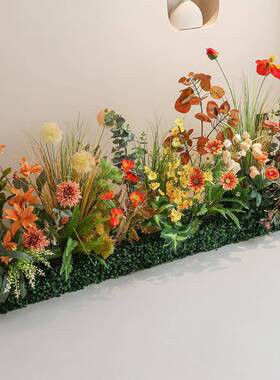 秋色系仿真绿植造景景大型44080内装饰仿艺生花组合假下植室物楼