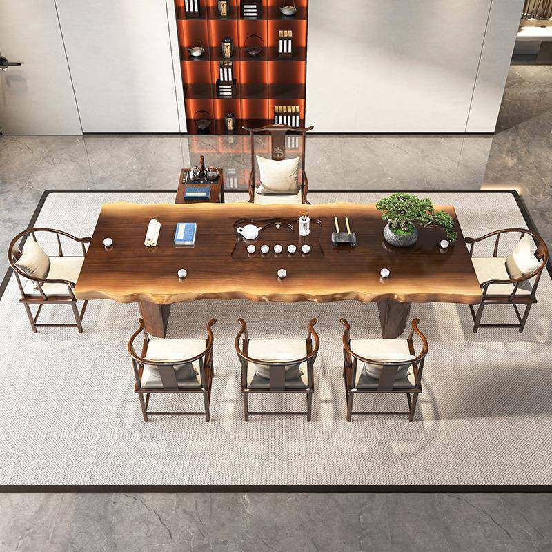 整板实木茶桌套ZVM椅新中式自然接边泡茶台家全用客厅待大板茶桌