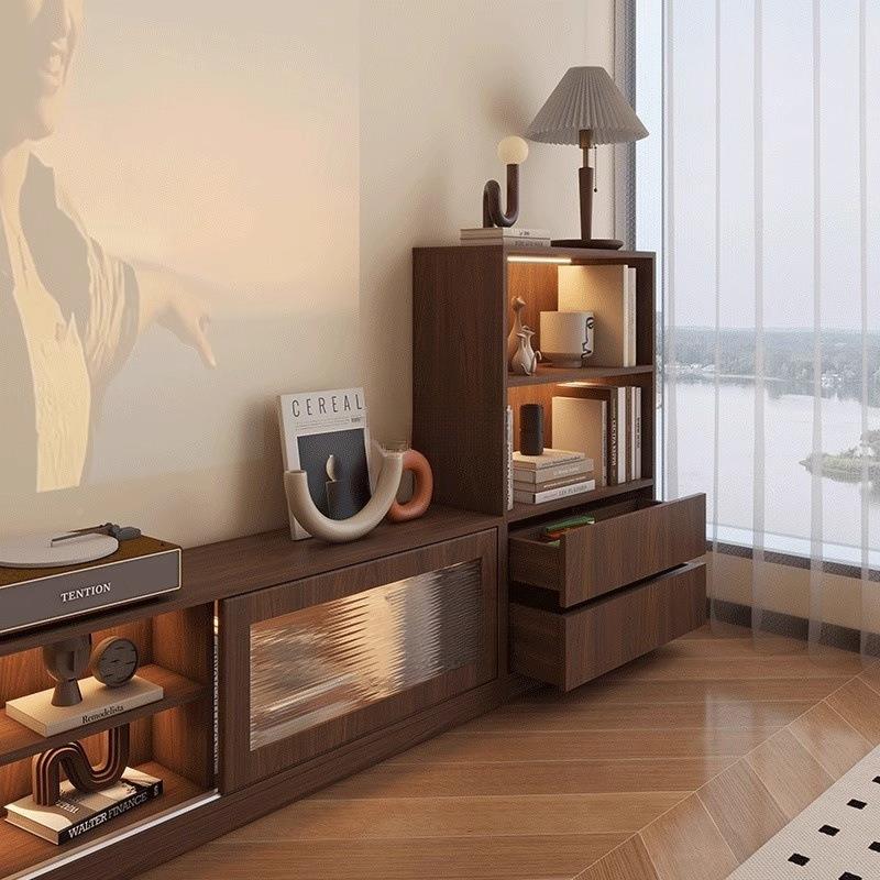 实木中古风电视古茶几体组柜合边柜客厅一家茶几用复收纳储