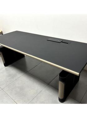 书桌岩板板脑桌鞍皮电办公桌电升降QMX卓电竞桌岩板动马桌面书房