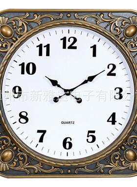 美式经典钟28寸做旧新复古方挂形大尺寸塑料钟71378仿钟雅木达NE-