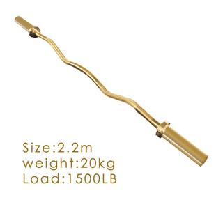 金色奥杆曲杠型铃杆举奥CVD身杆健杠铃硬拉卧推杠铃杆1.2米 2.2重