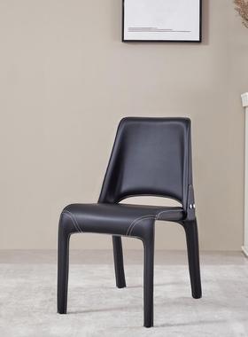 设师马椅意式计极凳36722简餐椅家鞍用靠背子高档餐厅酒店皮艺椅