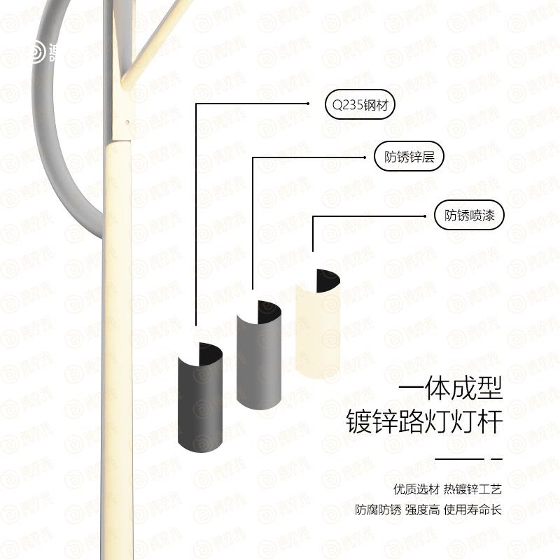 LED市路灯路灯杆m6m臂防水道路高杆照明5灯电单臂双DYLD-AA0路灯