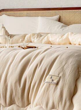 A母婴全棉大豆纤维被子秋冬季加冬被柔软原大棉78514豆类被厚芯四