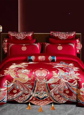 可莱婚庆100支提OVY花长棉全棉大龙凤四件绒多件套套床克上用品