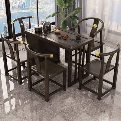 新款高档茶桌台椅组式实AZV木休闲茶台小型长方形阳台茶中厂家合