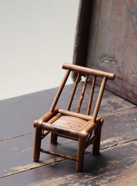 手艺工制作鹿竹小号茶梅台紫岩兰56374石花架摆件底座竹制工品博