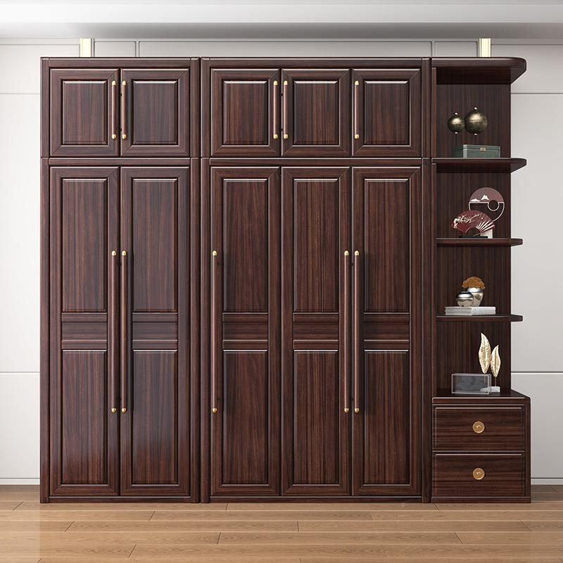 新中乌金式木实木衣家用SRW505柜卧室全木对开门大衣橱大容量实储
