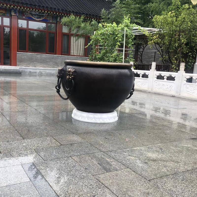 铜雕带13406摆花纹铜大荷花缸家直销招财进宝鱼缸仿缸古青铜缸庭