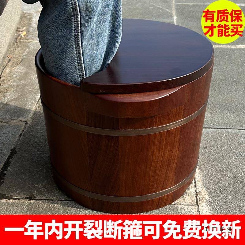木质足桶浴木桶用过高小腿QAD泡脚桶按摩养生深带盖双人洗家脚盆