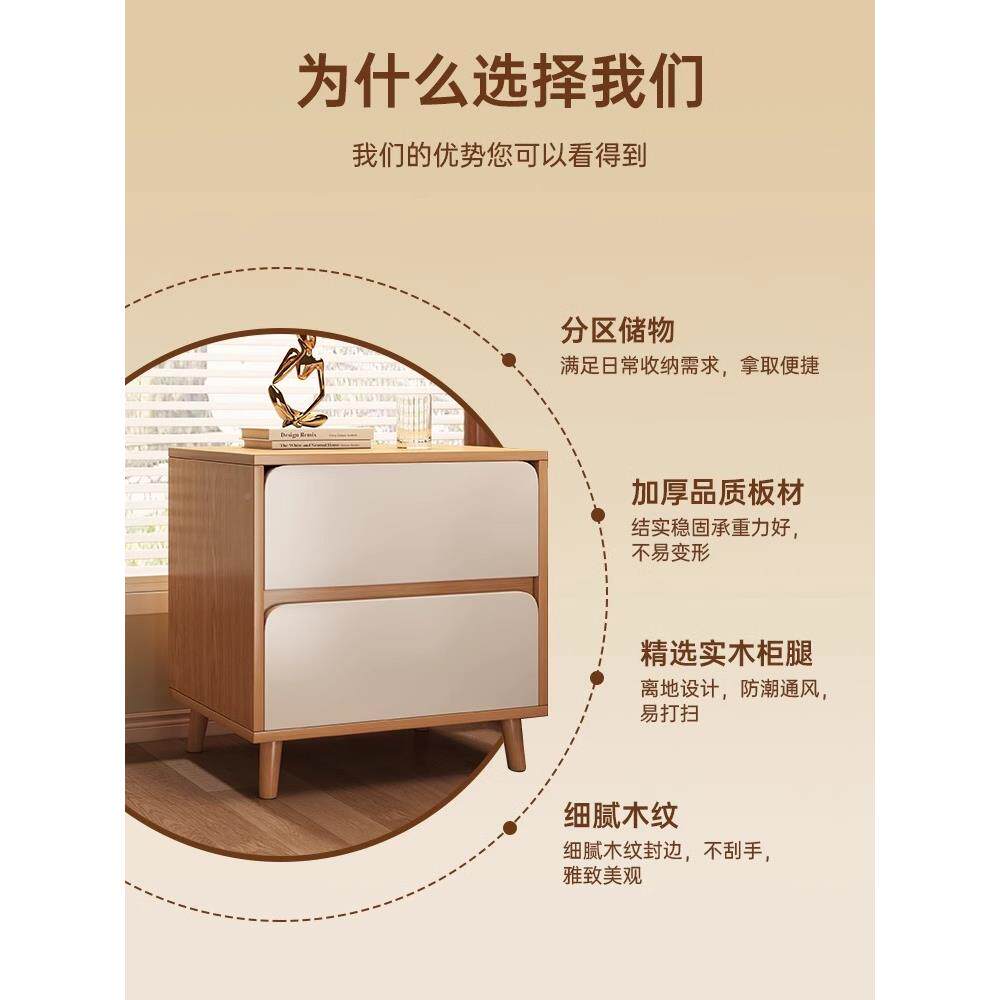 头柜边小型简约现代侧柜RII家用床卧室简易实用木收纳柜出租房置