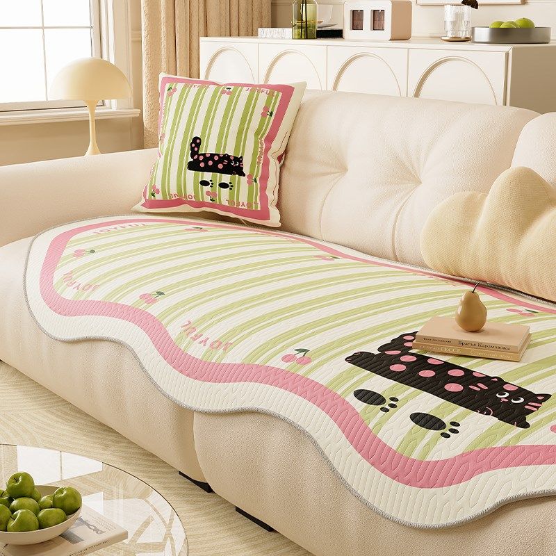 异形冰丝皮质沙发垫夏用多巴胺凉席冰凉座垫子夏日奶油风凉感坐垫