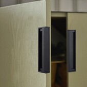 黑色开槽拉手嵌入式 橱柜衣柜门把手铁灰色移门拉手抽屉暗拉手扣手