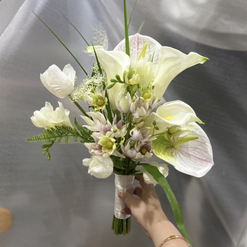 森系外景旅拍订婚领证新娘手捧花婚礼婚纱照拍照道具仿真混搭花束