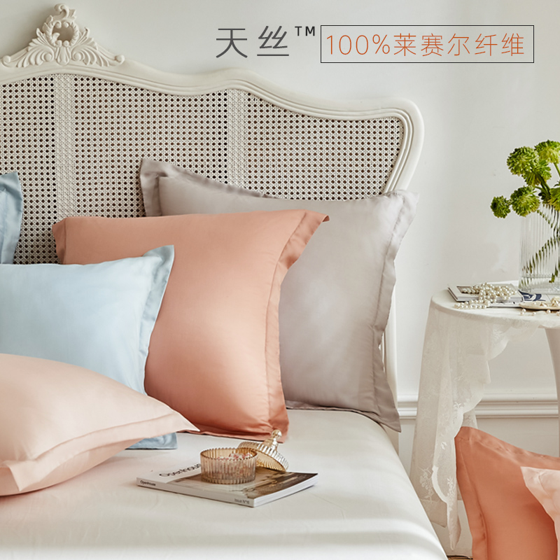 夏天床头靠背套天丝100%莱赛尔纤维6060床上靠枕正方形抱枕套