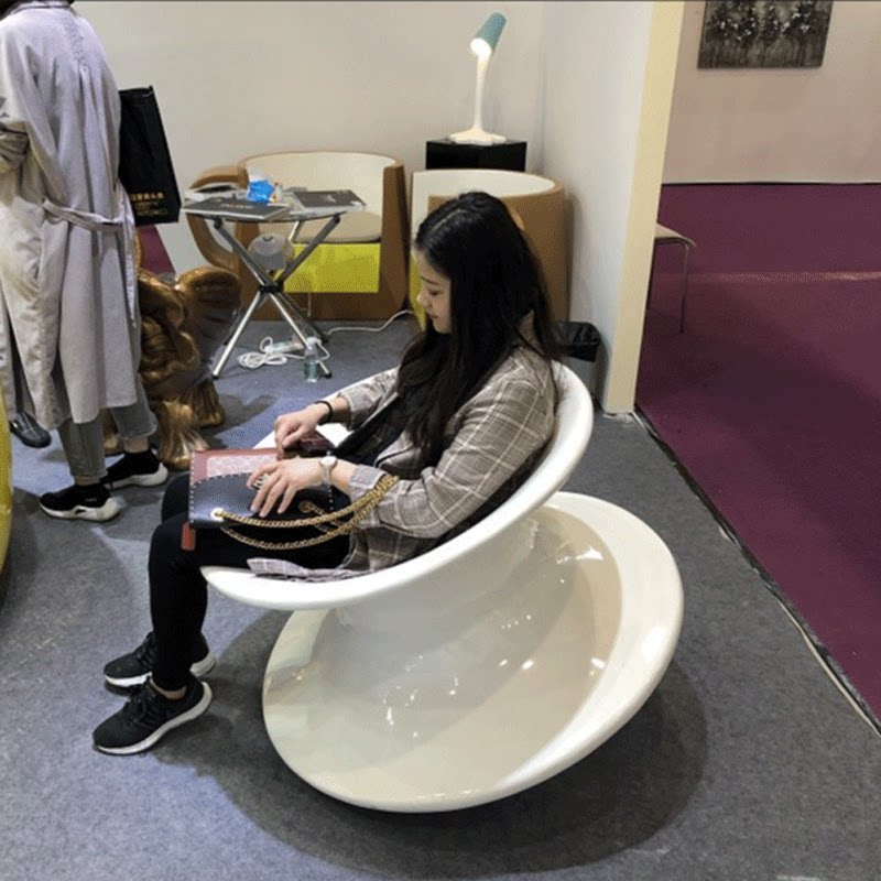 玻璃钢360度不倒翁旋转陀螺椅子商场座椅户外游乐园美陈休闲凳