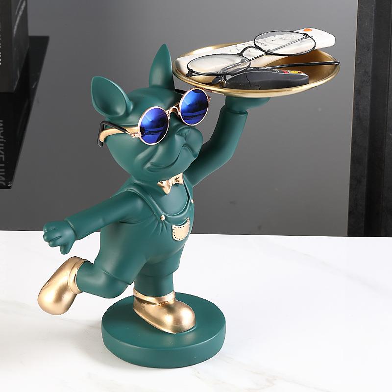 玄关创鞋柜钥匙厅收纳盒轻奢简约遥意斗牛犬摆件客桌面控器552置