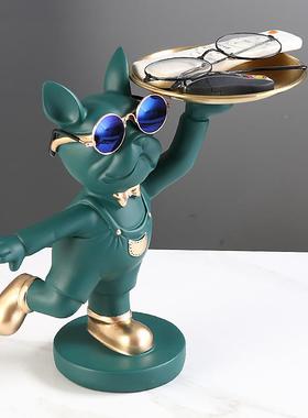 玄关创鞋柜钥匙厅收纳盒轻奢简约遥意斗牛犬摆件客桌面控器552置