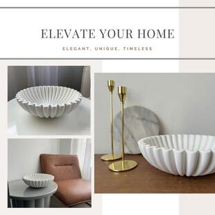 饰水泥装饰饰碗凹槽荷叶边水OSL泥装碗面桌碗客厅造型咖啡桌书架