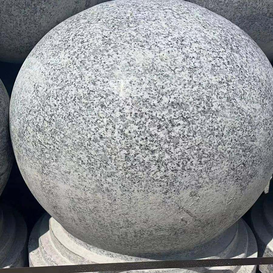 花岩石路233障石球圆柱广场柱子大理石材防撞挡岗车拦车球墩石子