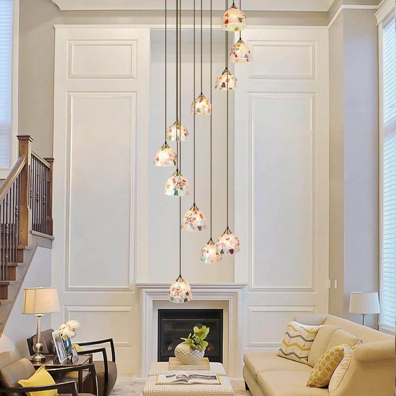 美式田园个性贝壳楼梯长吊复灯式吊544loft公寓民宿空跃层装饰中,家装灯饰光源,智能吊灯,淘宝优惠券,粉丝福利购,淘宝优惠卷