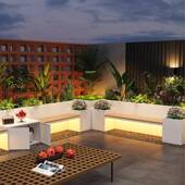 槽户灯光不锈740钢花箱坐凳铁艺花阳台商部场室外庭院花盆售楼外