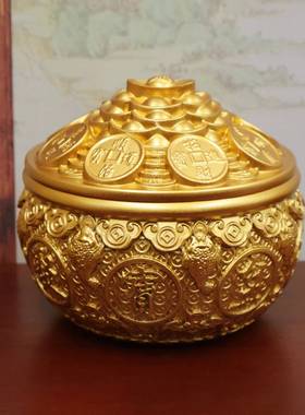 黄铜金蟾聚聚宝盆宝盆铜招厅财聚财家用客品前台玄关装饰钱罐黄铜