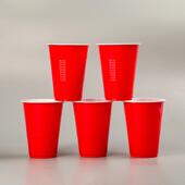 1EOP6oz红色白双色杯席性加厚婚宴喜宴结婚喜酒庆红杯塑料一次套