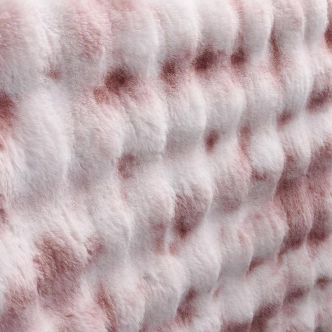 大兔毛扎染泡泡毛立发体暖兔毛剪花毛绒布保家绒纺坐垫XRN沙毛绒