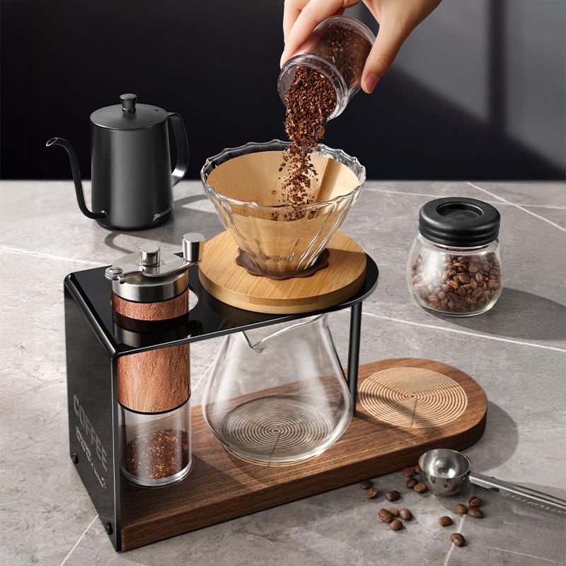 享手冲咖啡架套装咖啡器具亚克力手家用啡机手摇支磨豆咖机分壶滤