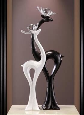 福鹿奢高档大鹿THTLP-11摆件入玄关轻造景壁户龛客厅电视柜竖高级