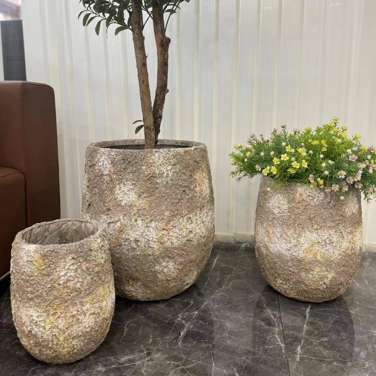 简约镁泥花镁盆大绿植泥花器客号厅阳台落F99061地花摆盆室内装饰