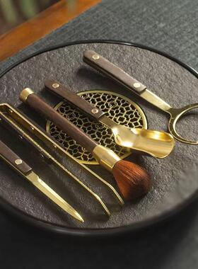 黑檀茶道六君子茶中具套TKL53508工具制桶五件装实木式盘竹摆件配