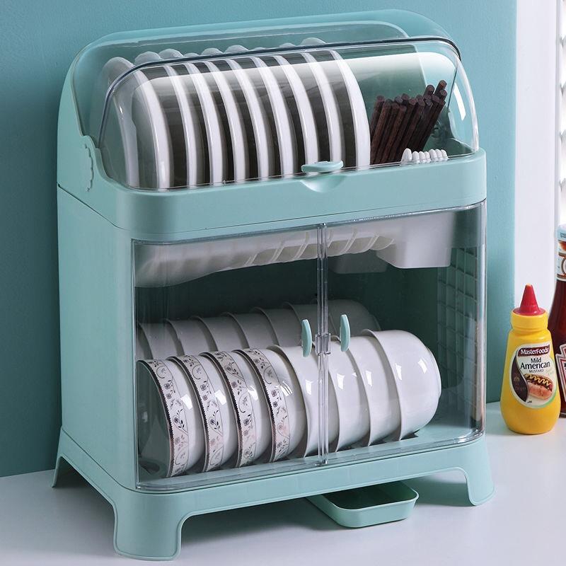 厨房简易碗柜小型家用沥水碗架多功能装碗筷收纳盒带盖碗碟收之满