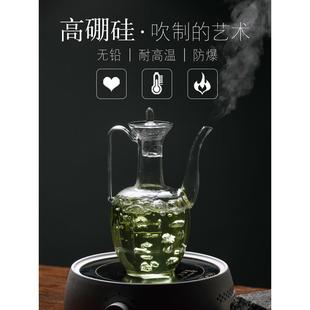 透明玻璃执壶仿宋瓜棱壶耐高温可电陶炉加热茶壶家用创意仿古水壶